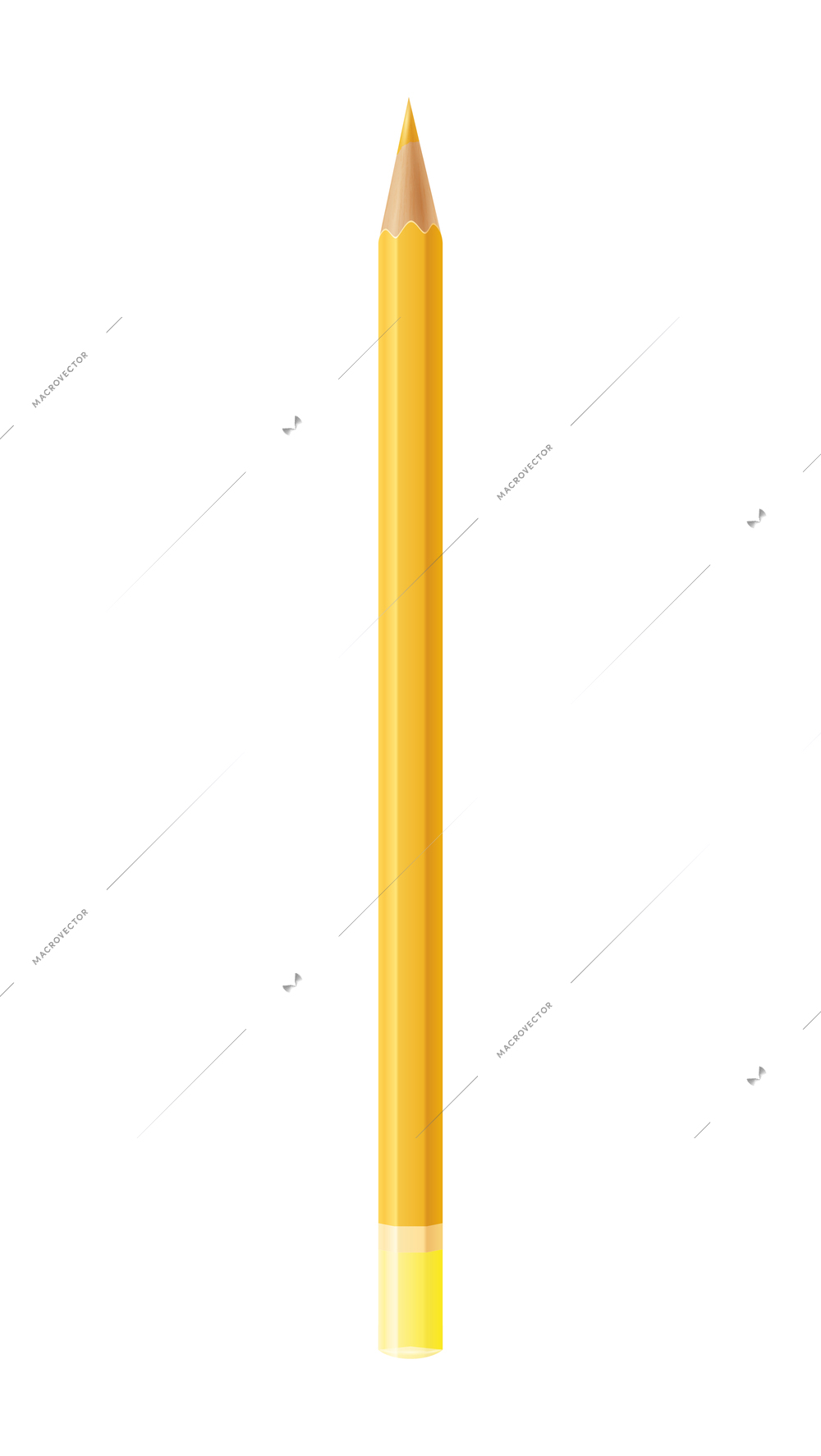 Yellow pencil isolated on white background realistic vector illustration