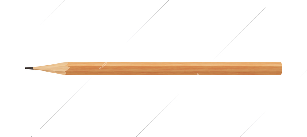 Sharpened lead pencil on white background realistic isolated vector illustration