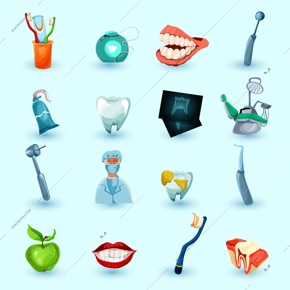 Stomatology and dental health protection decorative icons set isolated vector illustration