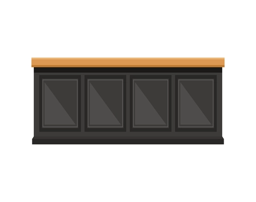 Modern black kitchen island with wooden surface flat vector illustration