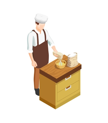 Confectioner chef using mixer isometric icon 3d vector illustration