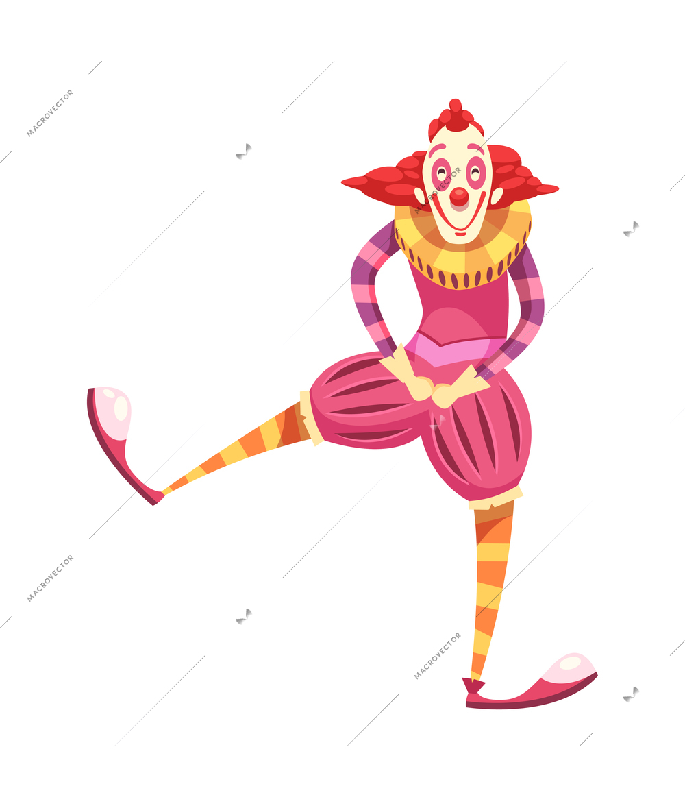 Funny clown wearing colorful costume cartoon vector illustration