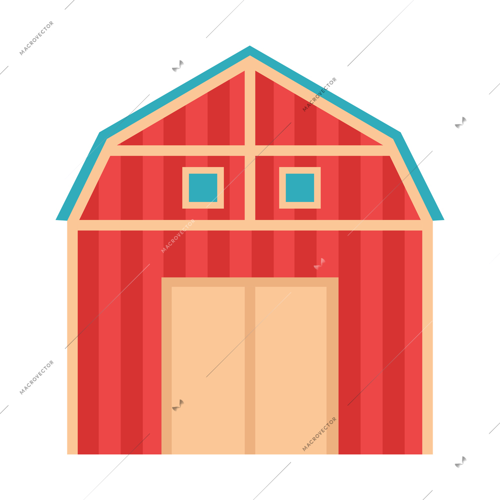 Barn building front view flat icon vector illustration