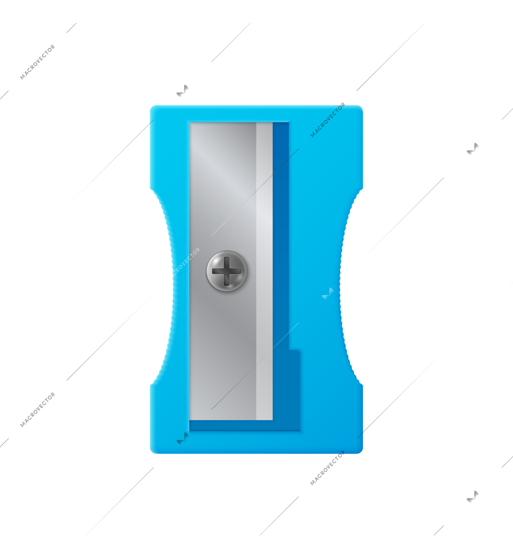 Realistic blue pencil sharpener isolated on white background vector illustration