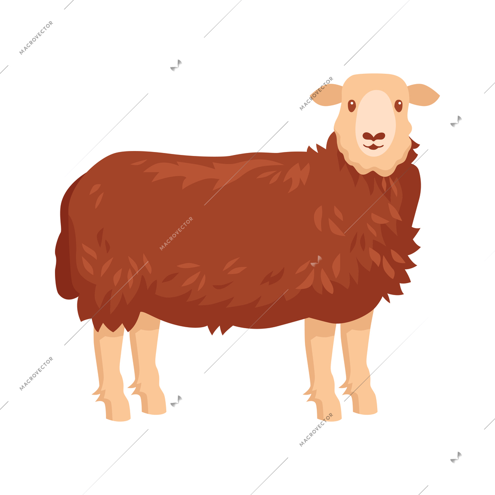 Brown sheep flat icon vector illustration