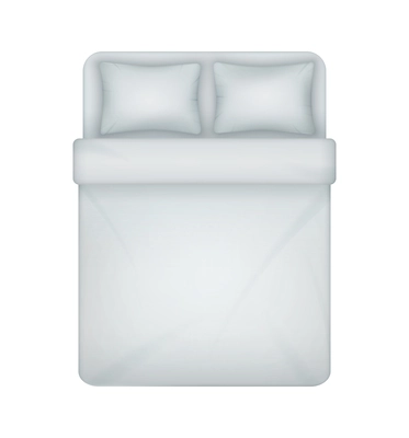 Top view mockup of white blank bedding set for double bed realistic isolated vector illustration