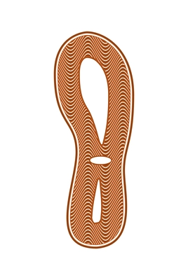 Color sport shoe sole footprint against white background flat vector illustration