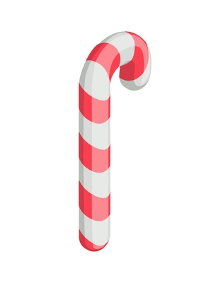 Isometric christmas striped candy cane icon vector illustration