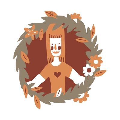 International friendship flat symbol with woman in flower frame vector illustration