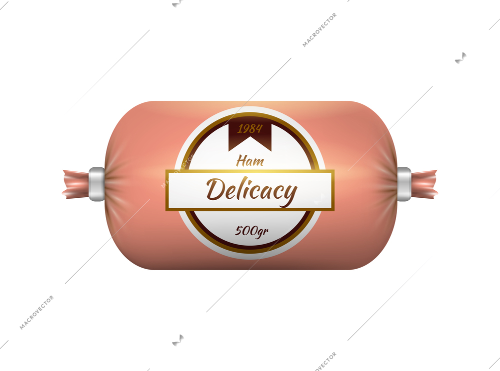 Realistic ham package on white background vector illustration