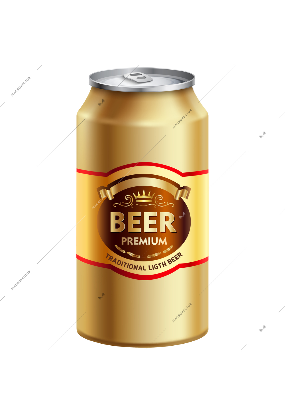 Realistic premium beer packaging aluminium can on white background vector illustration