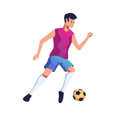 Male football player during match flat vector illustration