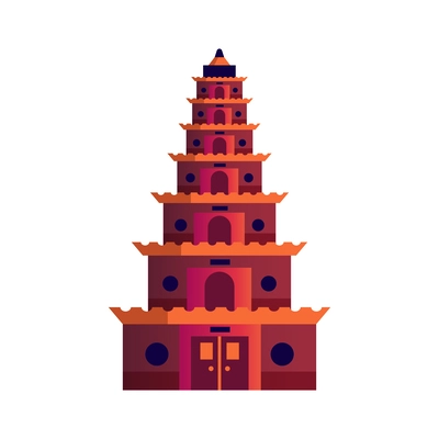 Vietnamese pagoda landmark in flat style vector illustration