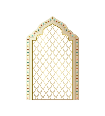 Realistic ornate arabic window ramadan kareem decorative element vector illustration