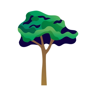 Green deciduous tree in flat style vector illustration