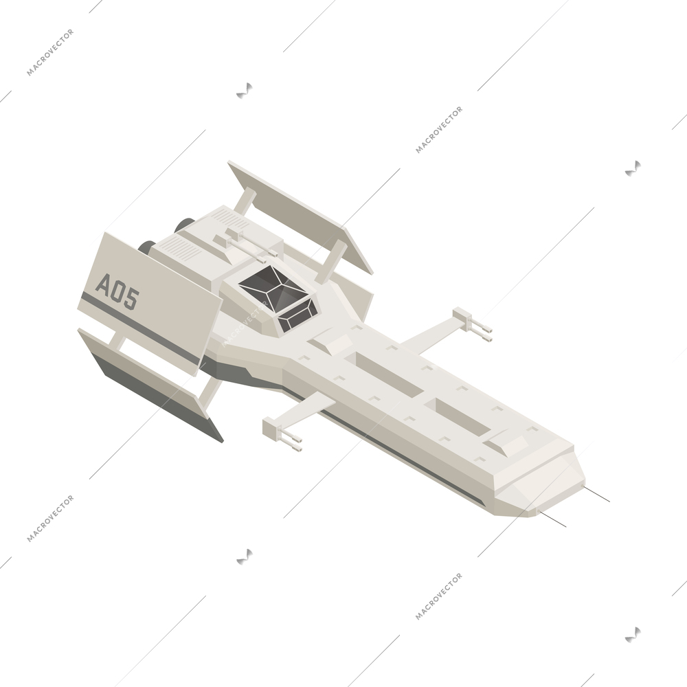 Warship spaceship isometric icon 3d vector illustration