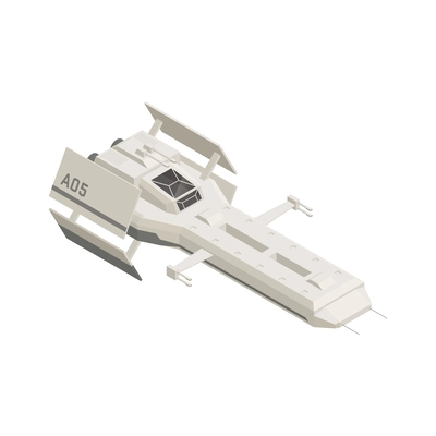 Warship spaceship isometric icon 3d vector illustration