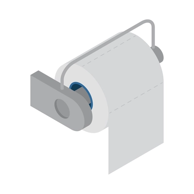 Isometric toilet paper roll on metal holder icon vector illustration