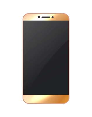 Realistic golden smartphone mockup with black screen vector illustration