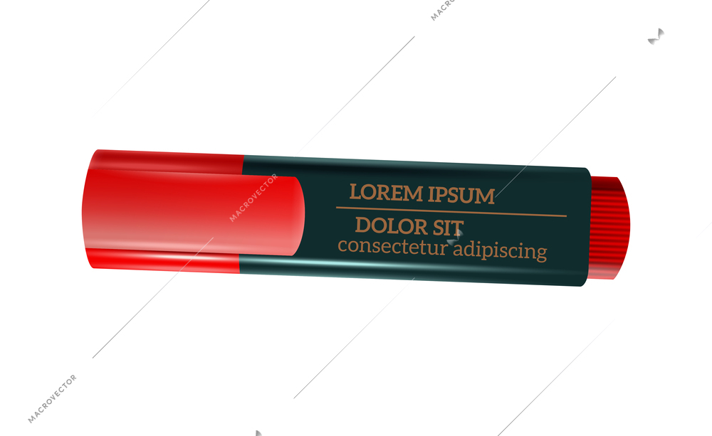 Red permanent marker mockup realistic vector illustration