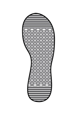 Monochrome sport shoe sole footprint flat vector illustration