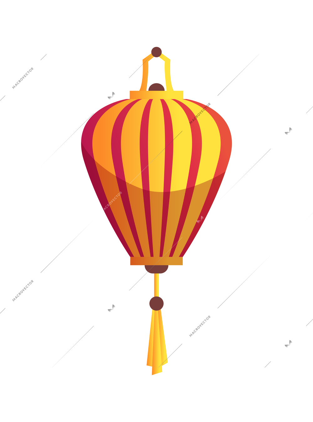 Vietnamese striped lantern cultural symbol national flat vector illustration