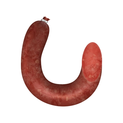 Realistic smoked sausage on white background vector illustration