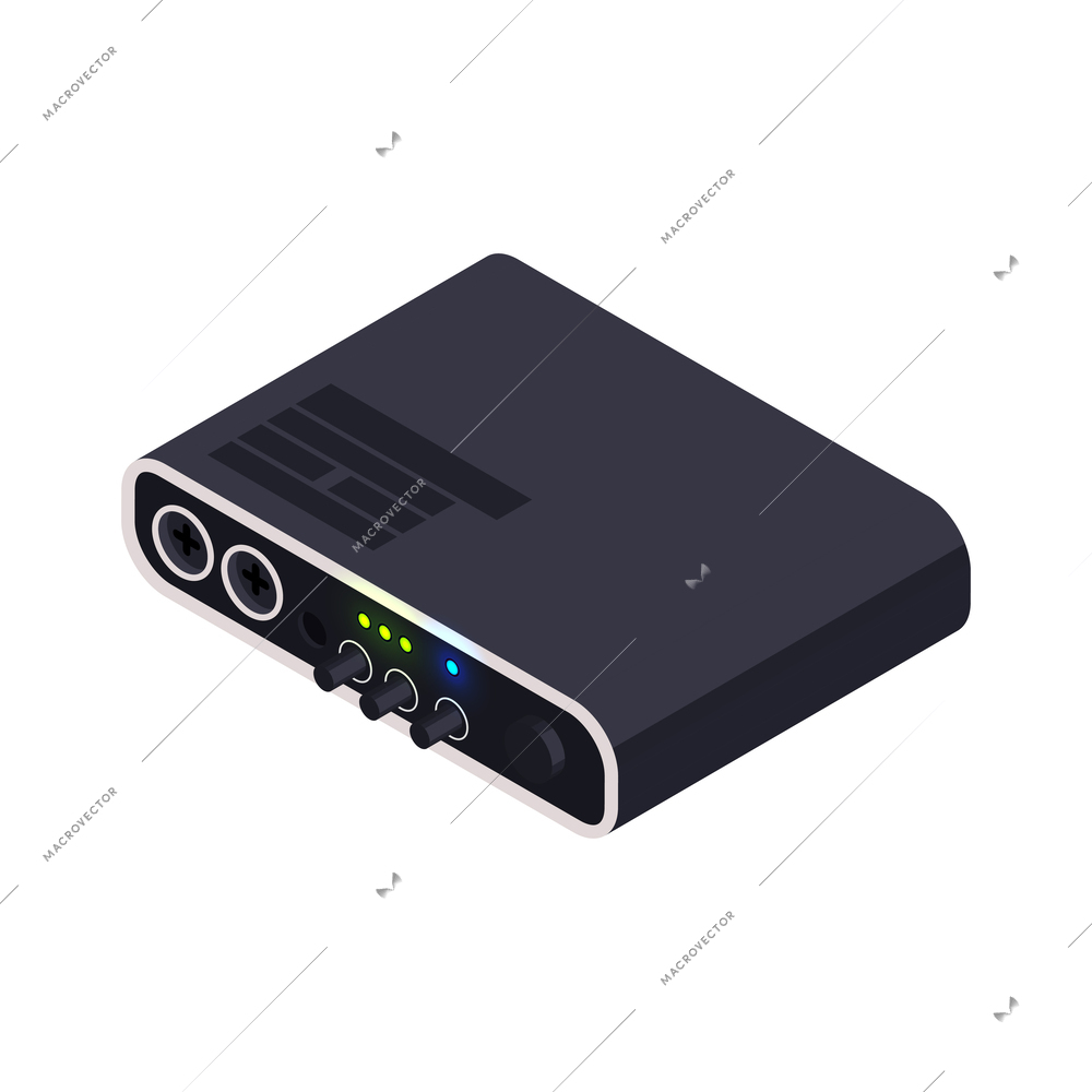 Music recording studio equipment professional audio device isometric icon 3d vector illustration