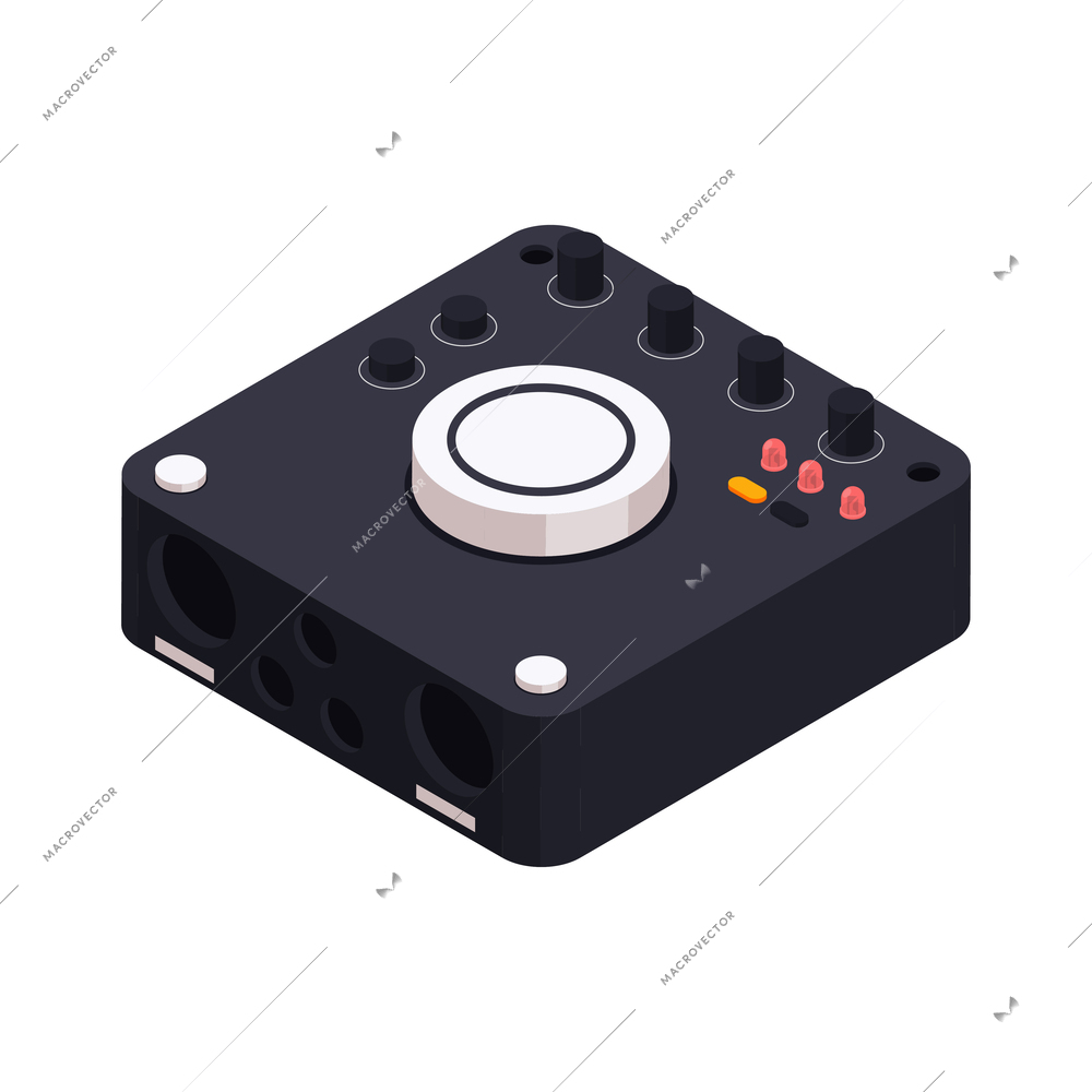 Music playback professional recording studio equipment isometric icon vector illustration