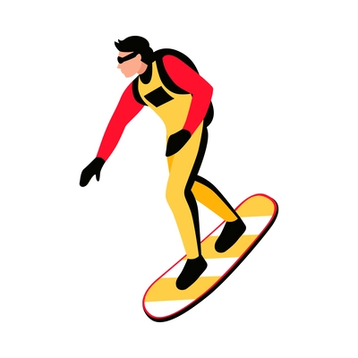 Male snowkiter icon in flat style vector illustration