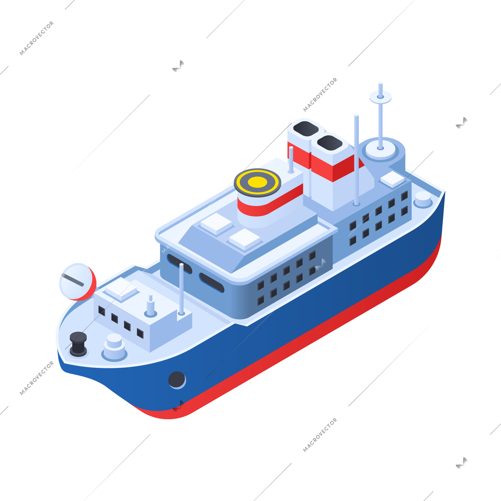 Ferry 3d icon on white background isometric vector illustration