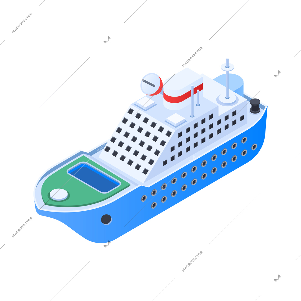 Cruise liner with swimming pool isometric icon 3d vector illustration