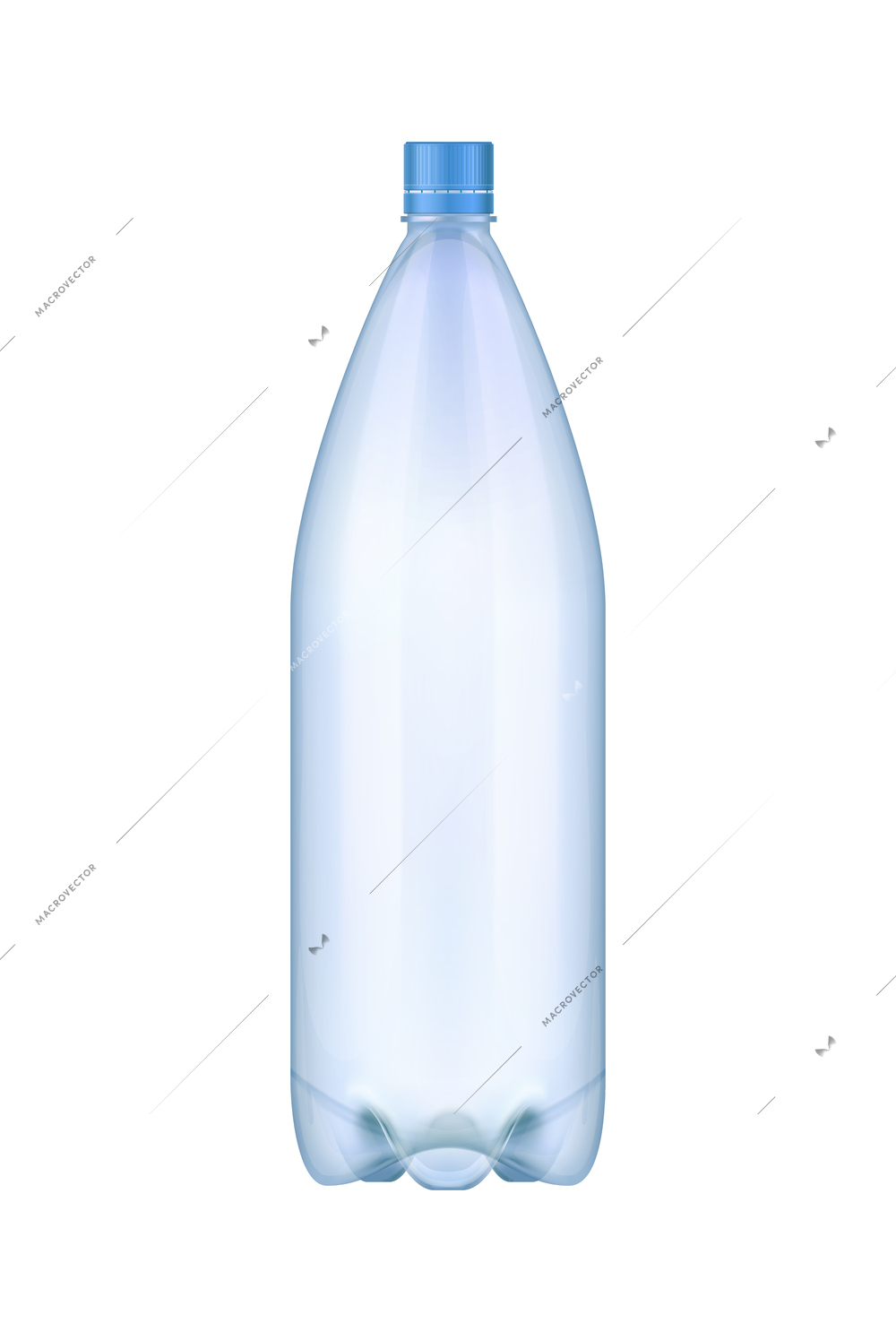 Plastic bottle of water with blue cap realistic vector illustration