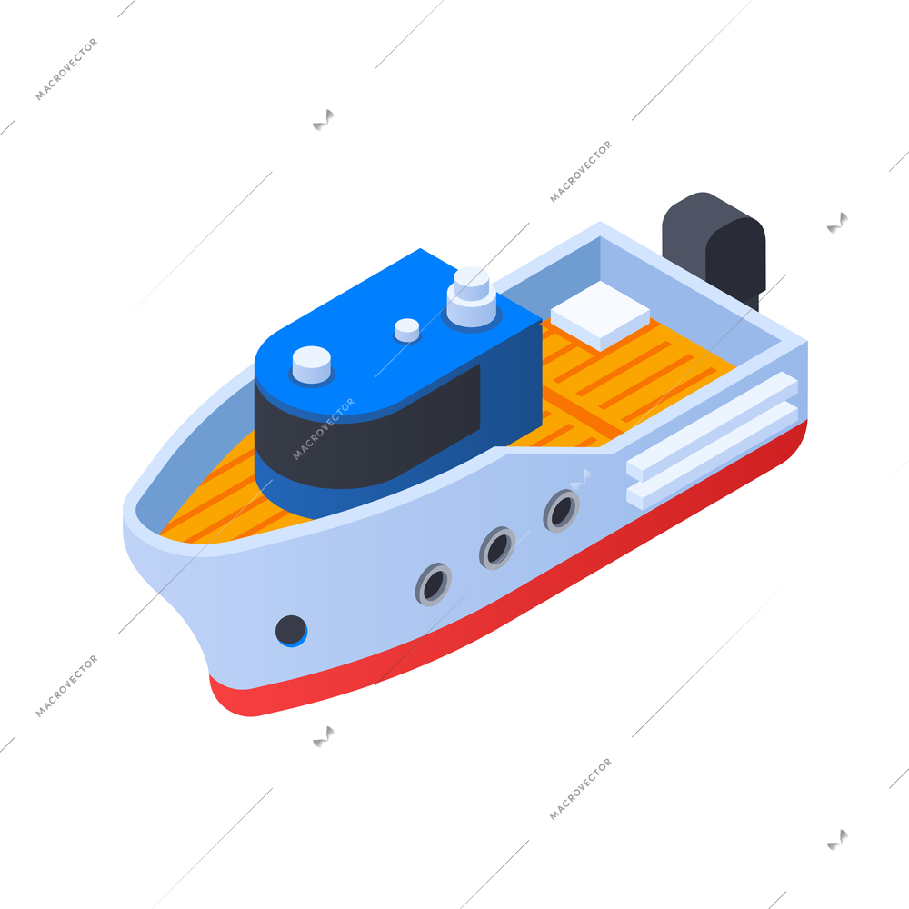 Isometric motor boat icon 3d vector illustration