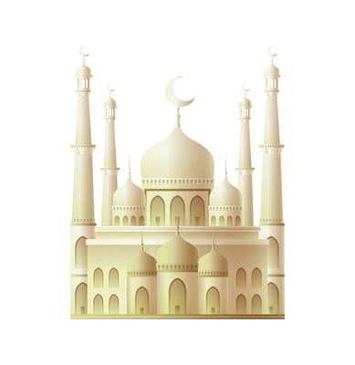 Realistic muslim mosque building on white background vector illustration