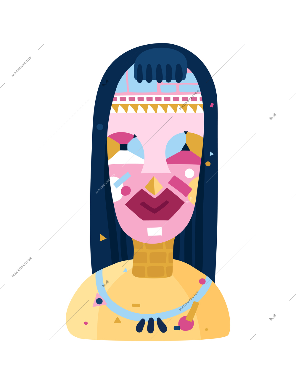 Human inner world psychological imaginary color female portrait flat vector illustration