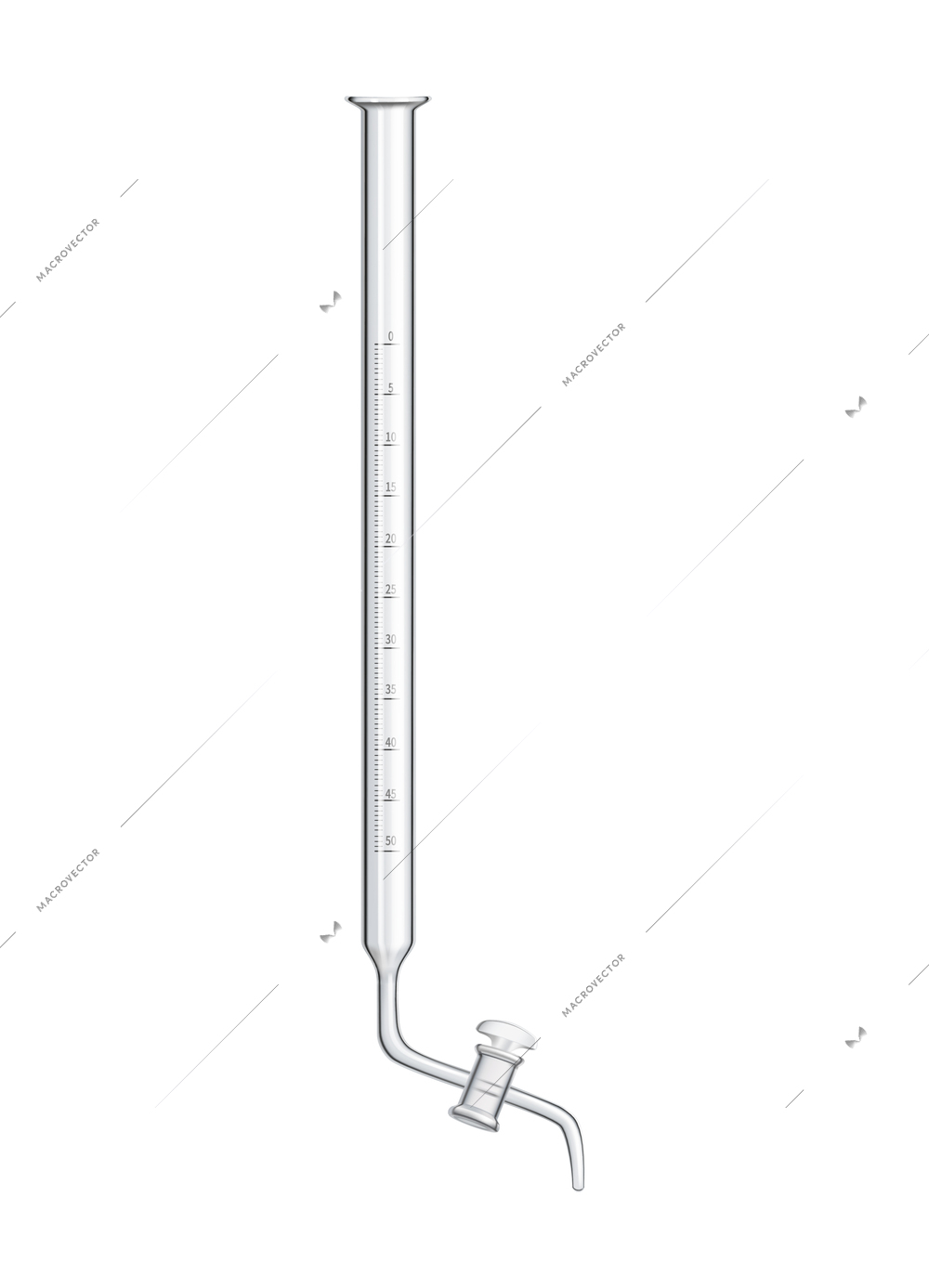 Realistic laboratory burette on white background vector illustration