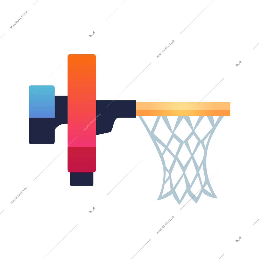 Basketball hoop on white background side view flat icon vector illustration