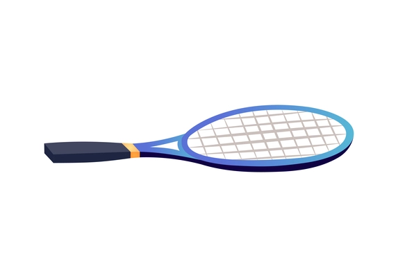 Blue tennis racket flat icon vector illustration