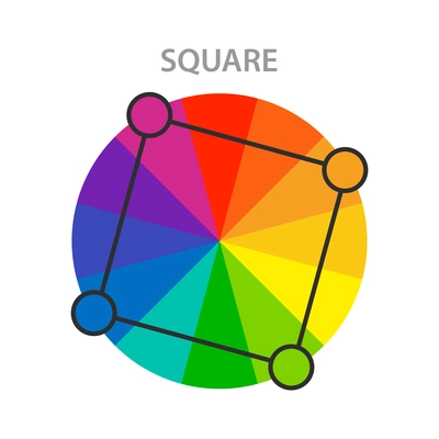 Square color scheme wheel flat vector illustration