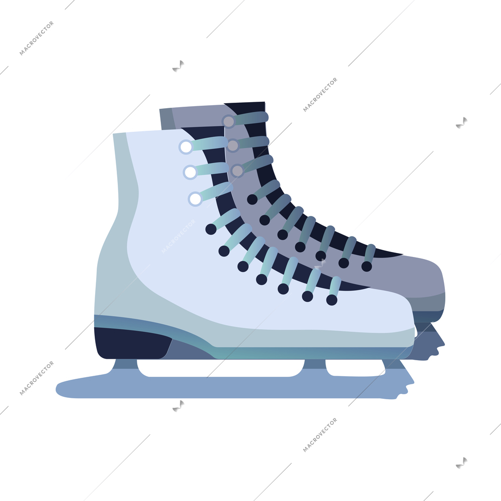 Pair of white ice skates flat icon vector illustration