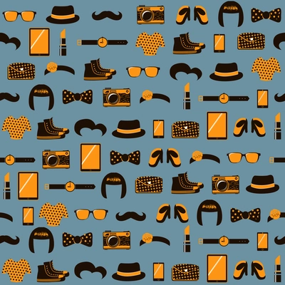 Hipster seamless pattern of vintage accessories vector illustration