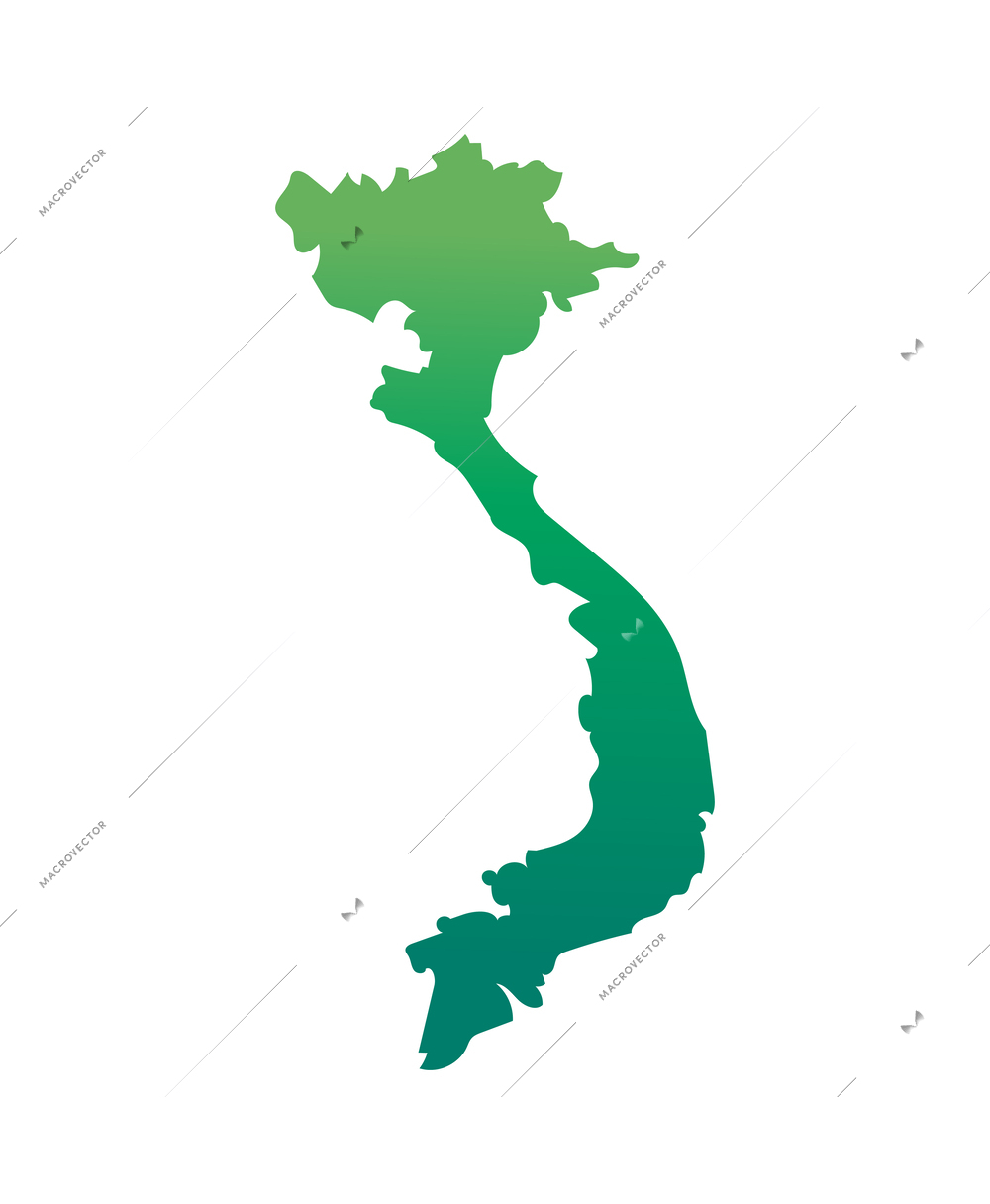 Flat green map of socialist republic of vietnam vector illustration