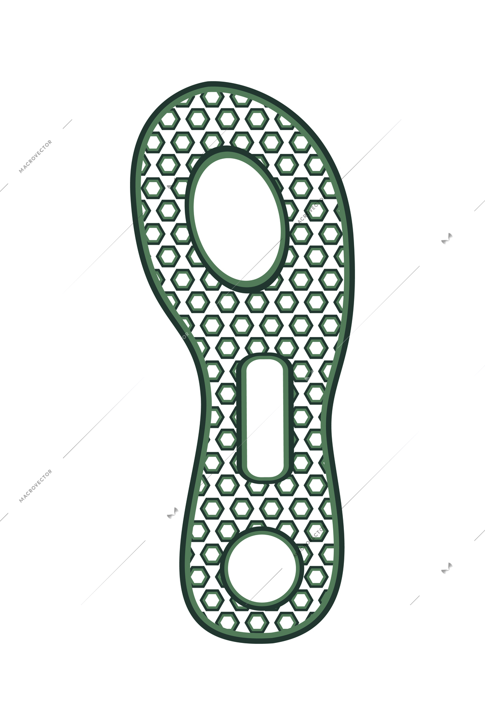 Green sport shoe sole foorprint pattern flat vector illustration