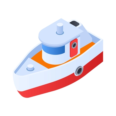 Towboat isometric icon on white background 3d vector illustration