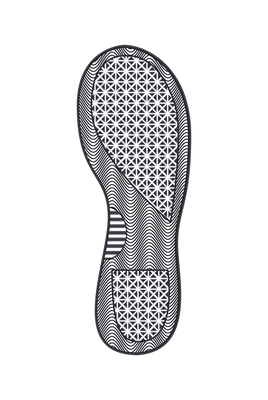 Flat monochrome sport shoe sole footprint pattern vector illustration