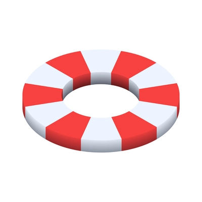 Isometric red and white lifebuoy icon isolated 3d vector illustration