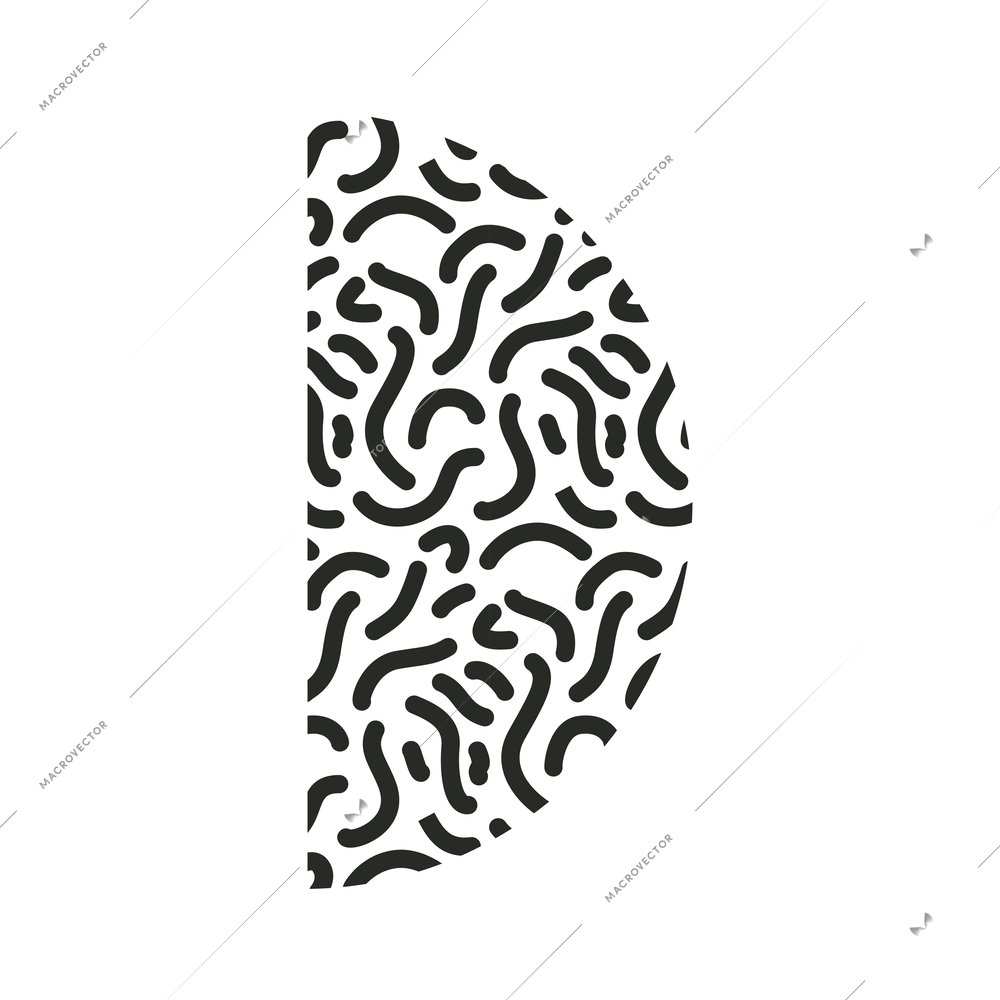 Memphis design abstract semicircle worm like pattern decorative element flat vector illustration