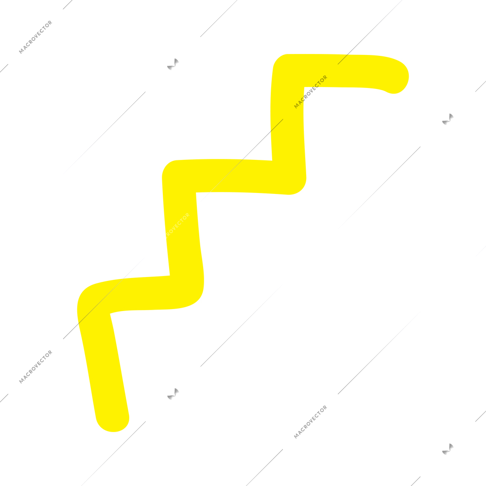 Memphis design abstract yellow curve decorative element flat vector illustration