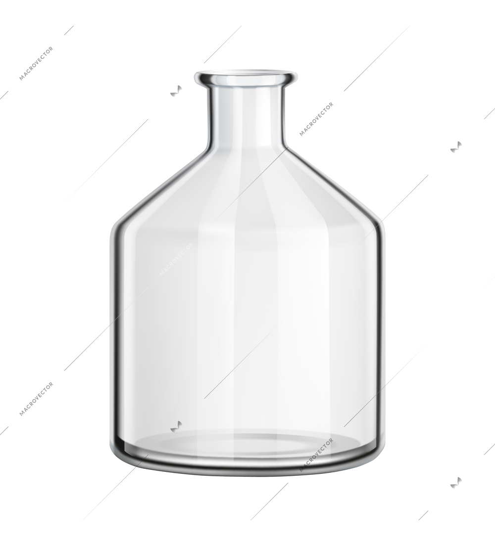Realistic empty laboratory glassware on white background vector illustration